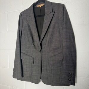 Ellen Tracy Womens  Glen Plaid Single Button Tailored Blazer Jacket Size 8
